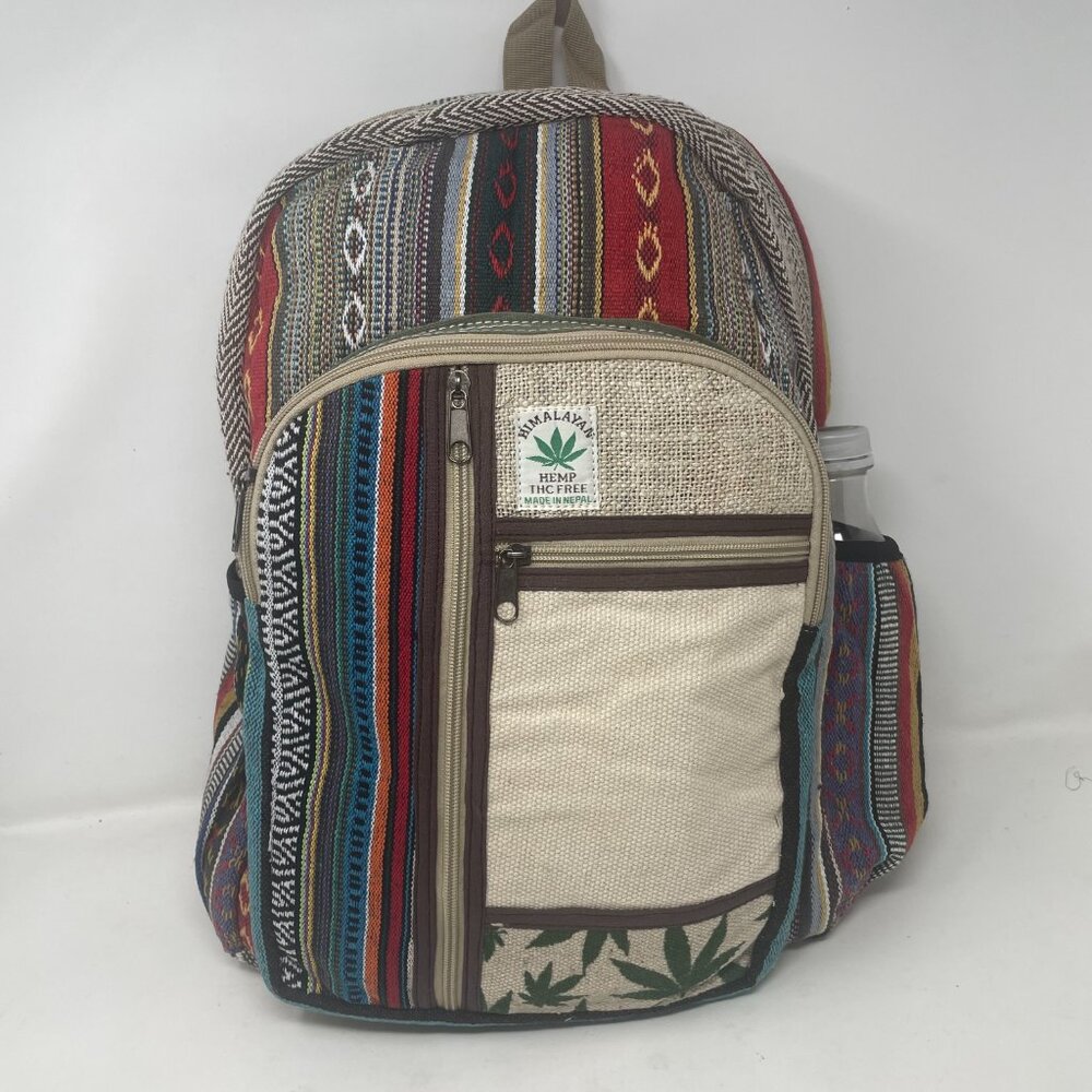 Unique Design100% Himalaya Hemp Backpack multi Pockets (THC FREE) Handmade Nepal